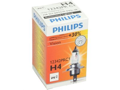 Philips bulb, incandescent lamp, H4, Vision+30% more light, 12 V, 60/55 W, P43t