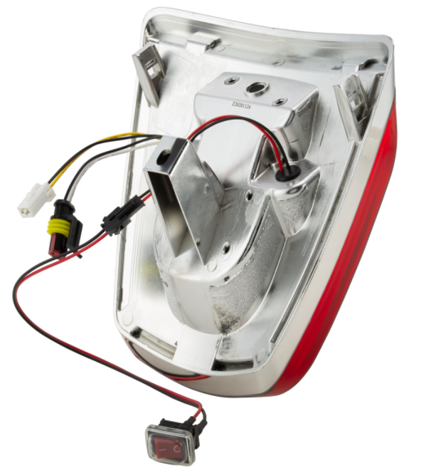 Taillight LED red for Vespa Primavera/Sprint 50-150cc, edge - chrome