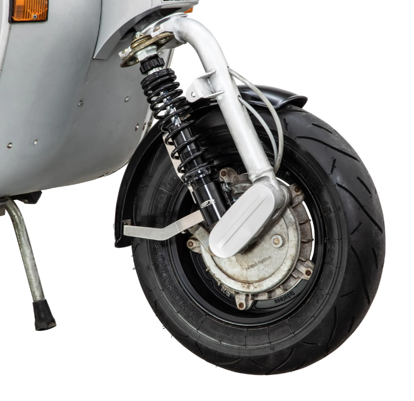Mudguard 2.0 Garelli EVO II for Vespa PX 80-200cc, GRP black, bracket stainless steel brushed