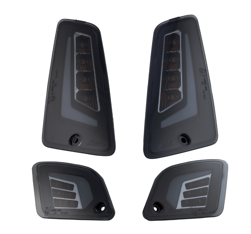 Turn signal kit ZELIONI front & rear for Vespa GTS/GTS Super/GTV 125-300cc, tinted