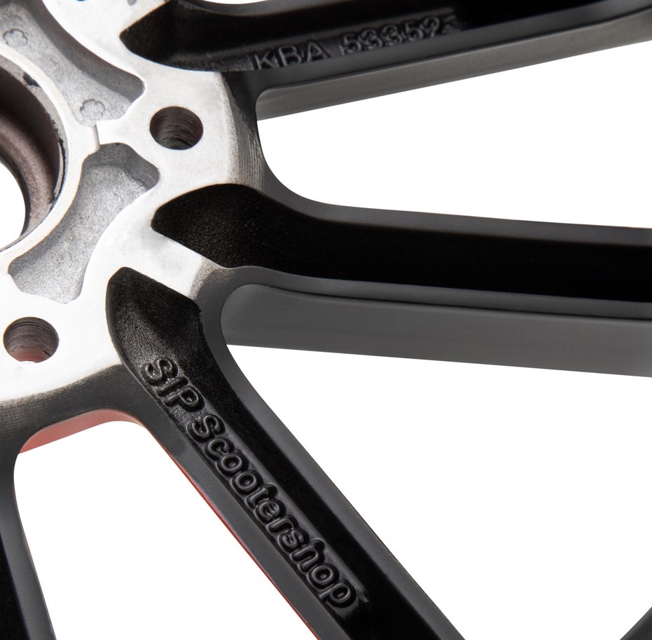 Rim front/rear 12" for Vespa GTS/GTS Super/GTV/GT 60/GT/GT L 125-300cc, black matt/red