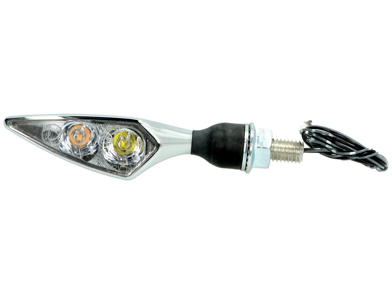 Kellermann turn signal with position light, Rhombus PL, steel, LED, VR, 12 V, shiny chrome, M8x20