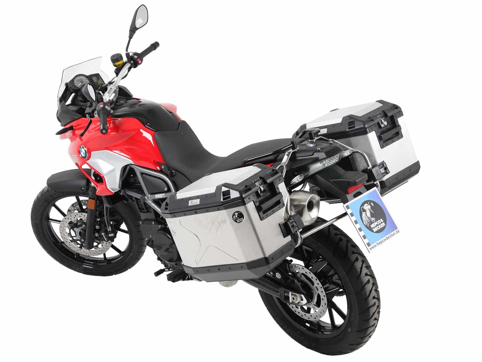 Case carrier set Cutout stainless steel carrier incl. case set Xplorer Cutout silver for BMW F 800 GS