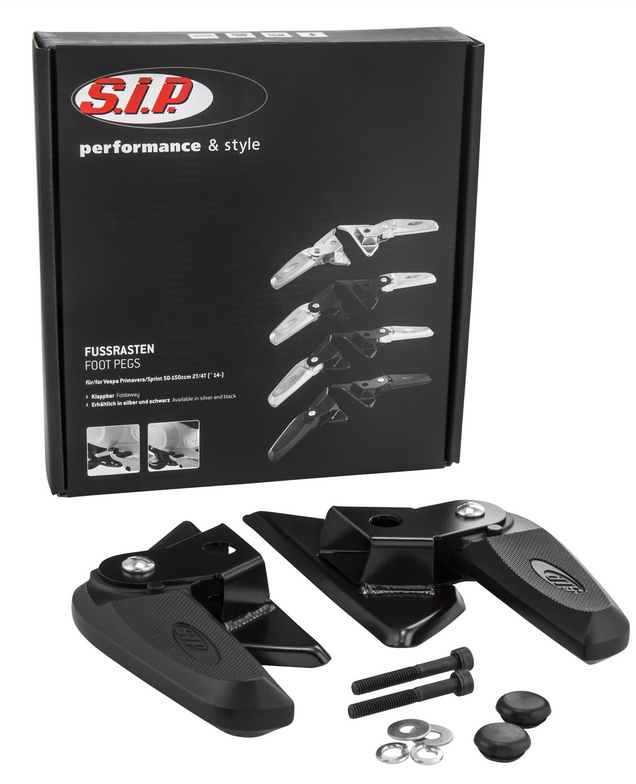 Footrests right and left for Vespa LX /LXV /S 50-150cc, black / black