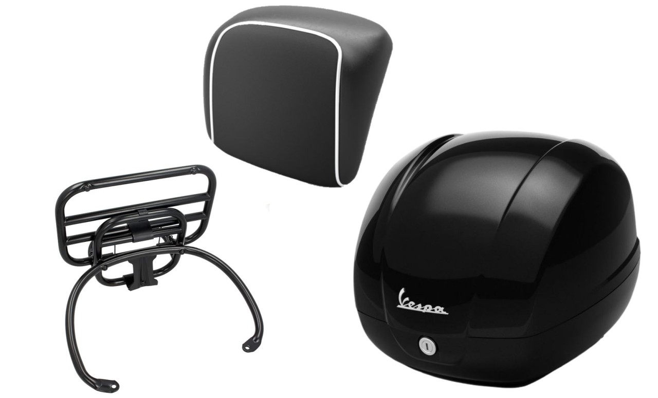 Topcase Kit 36L nero cosmo (98/A), luggage rack black, back cushion black for GTS 125/300/310
