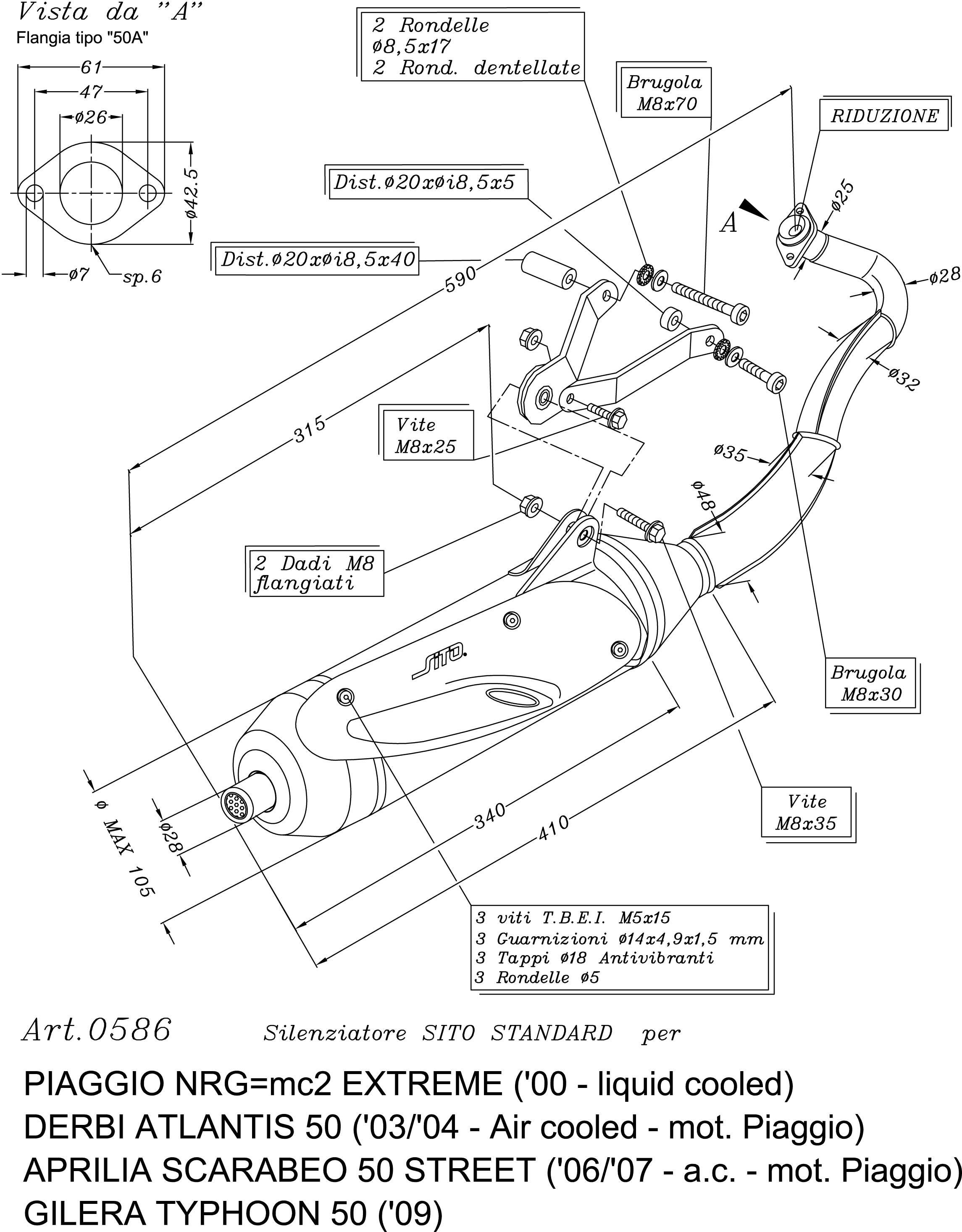 Sito / LeoVince exhaust system Sito Standard, Full System for NRG / Typhoon
