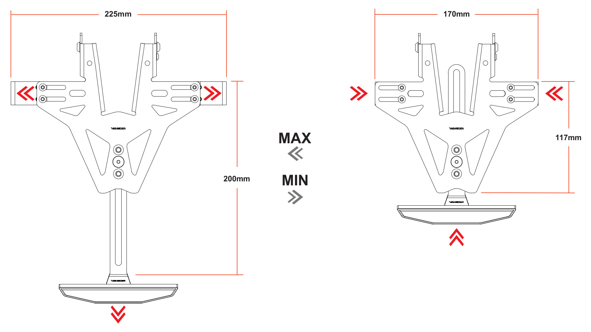 Short license plate holder incl. license plate light for Aprilia RS 660 20- / Tuono 660 21-
