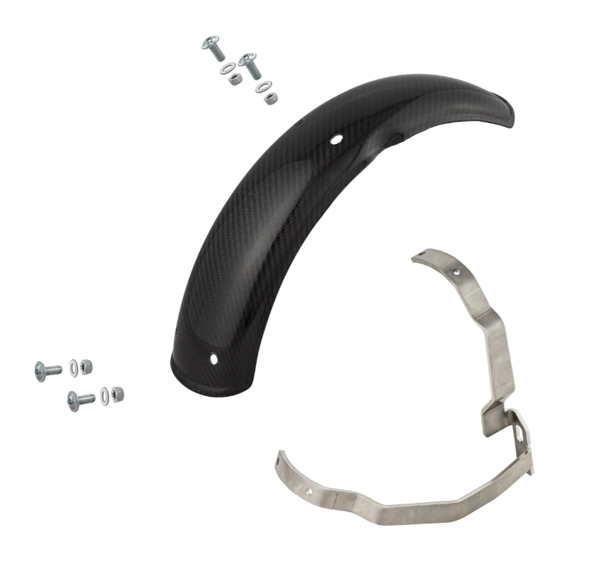 Mudguard 2.0 Garelli EVO II for Vespa PX 80-200cc, carbon clear, bracket stainless steel