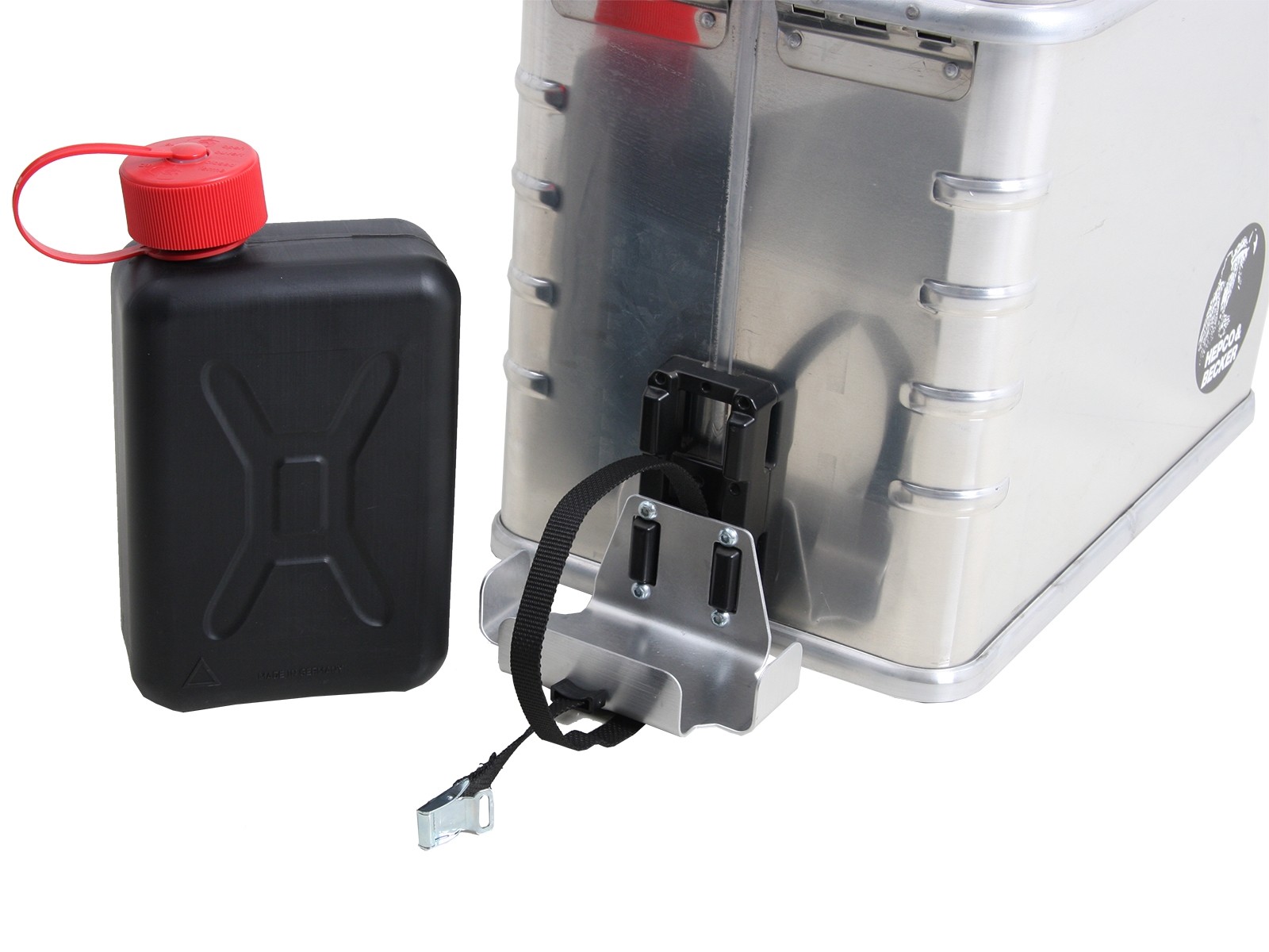 Reserve canister 2 ltr. Includes universal bracket and Hepco & Becker mounting material