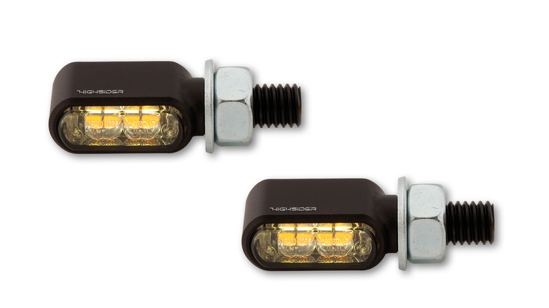 HIGHSIDER pro Little Bronx LED indicator/position light black/toned 2in1, CNC, E-approved (pair)