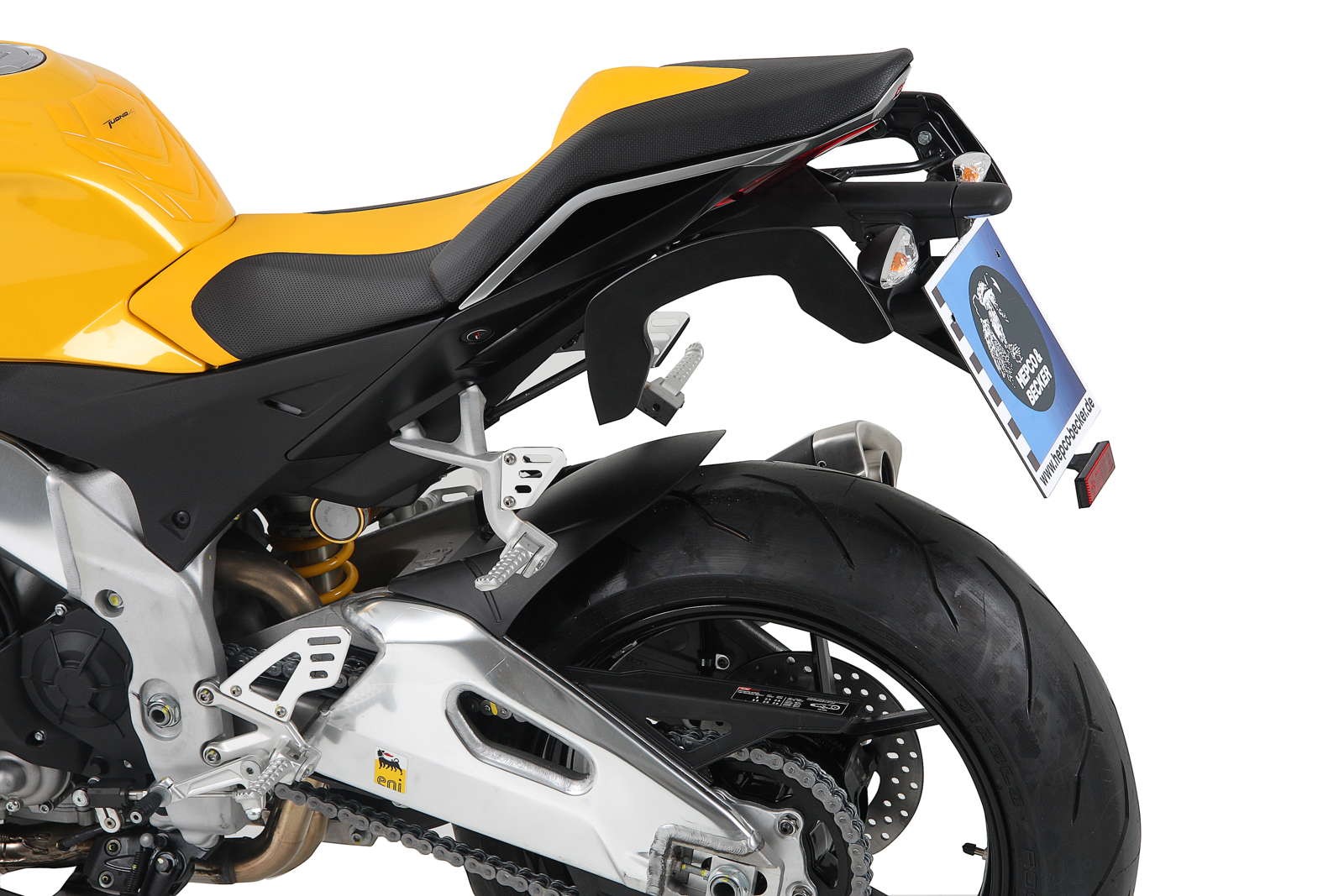 C-Bow side carrier black for Aprilia Tuono V4 R (Bj.12-)/ Tuono V4 1100 RR (Bj.15-) Hepco & Becker