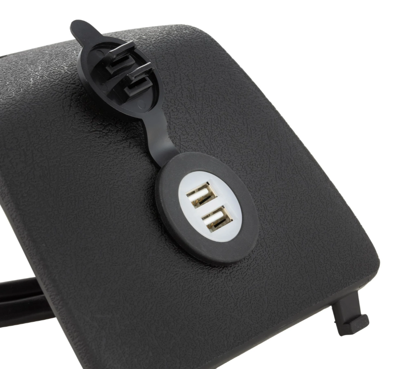 Luggage compartment cover left with USB connection for Vespa GTS/GTS Super/GTV/GT, black