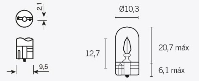 Tecnium T10 bulbs 12V 3W - x10