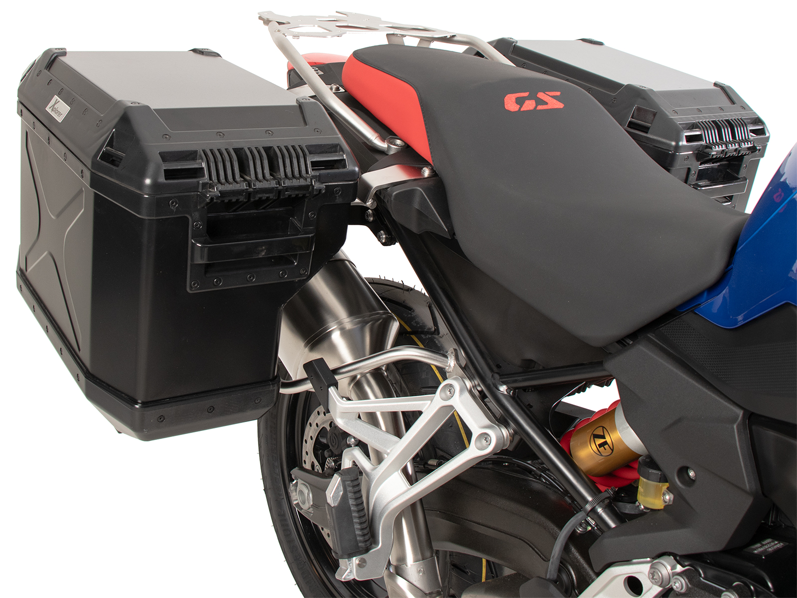 Case carrier set Cutout stainless steel carrier incl. case set Xplorer Cutout black for BMW F 800 GS (24-)