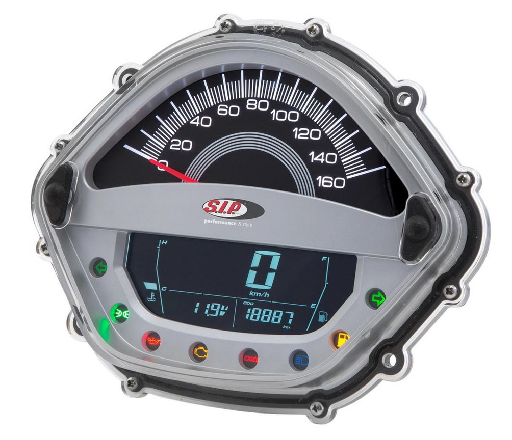 Tachometer/Speedometer for Vespa GTS/GTS Super/GTS SuperSport, i.e., 125-300cc (-'14), silver