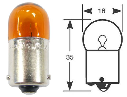 Ring bulb, incandescent lamp, box of 10, 12 V, 10 W, BAU15s, orange