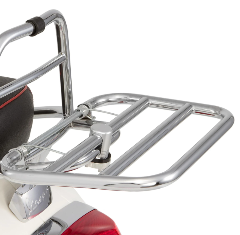 Retaining clip luggage carrier for Vespa, aluminum, silver