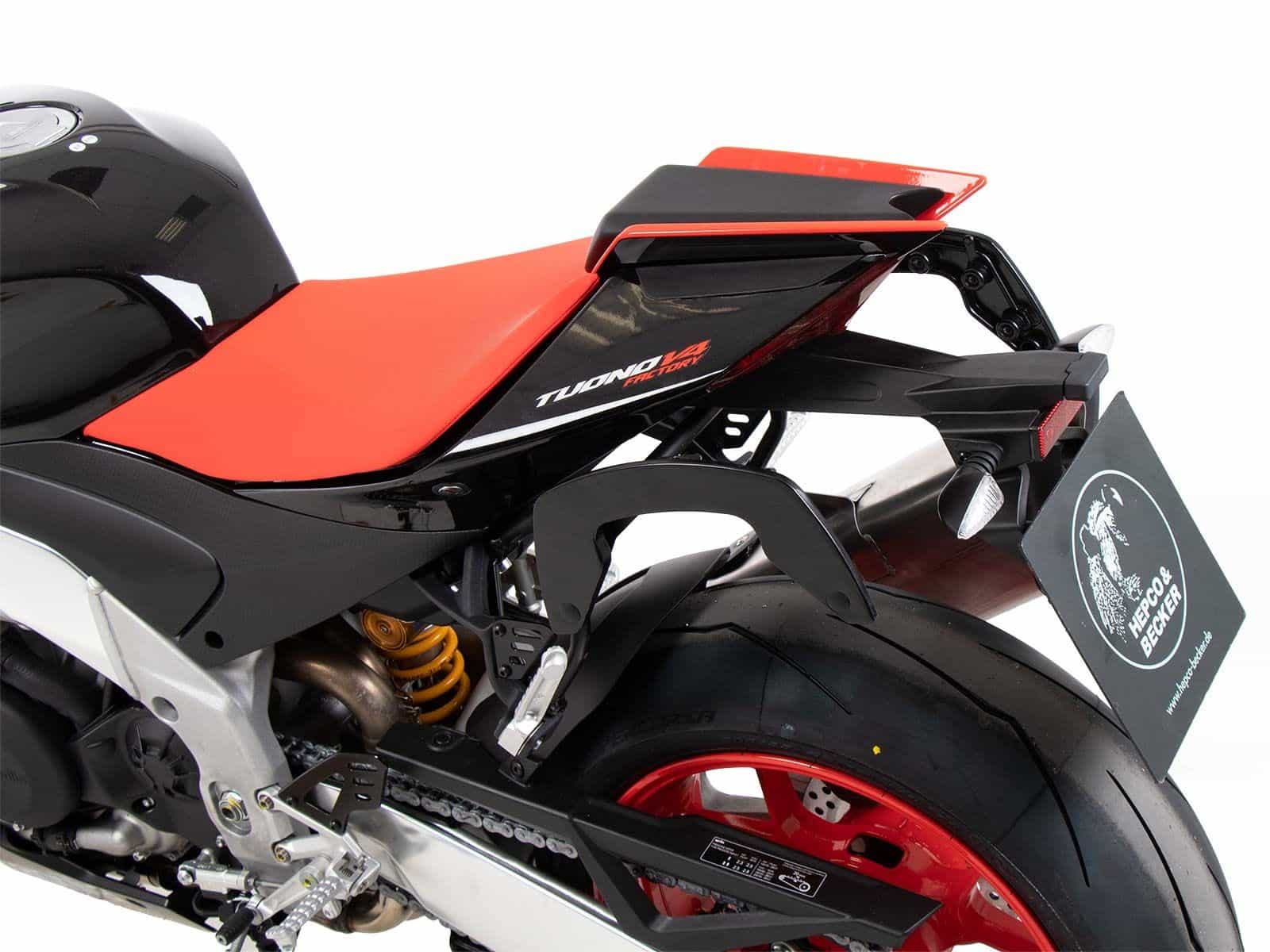 C-Bow side carrier black for Aprilia Tuono V4 Factory /RSV 4 /RSV 4 Factory (21-24) Hepco Becker