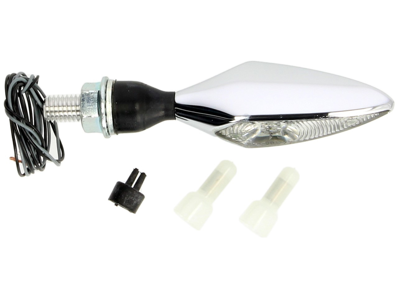 Kellermann turn signal, rhombus, steel, LED, VL/HR, 12 V, shiny chrome, M8x20, E-tested