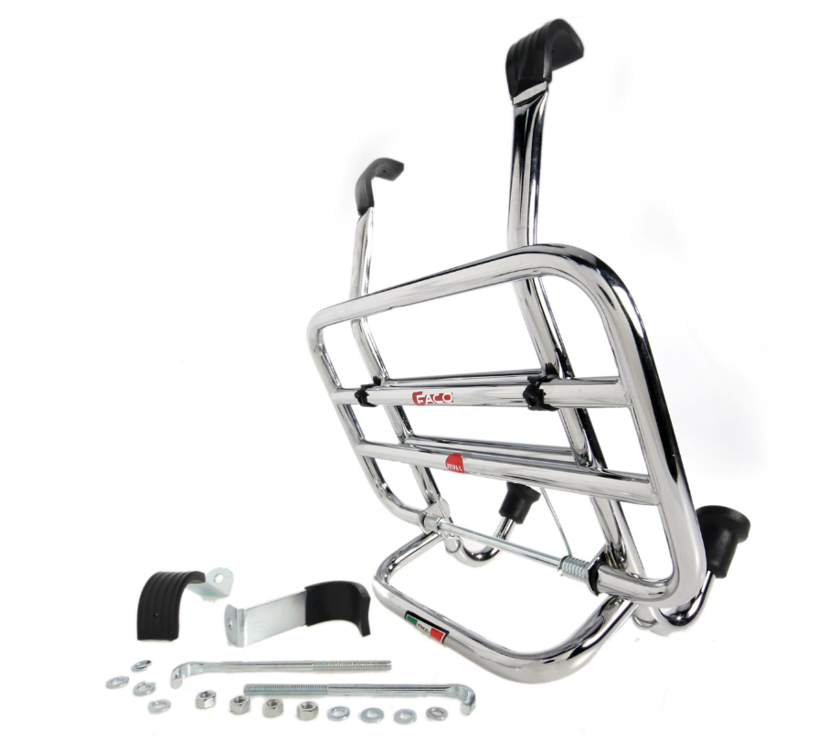Luggage carrier front for Vespa S 50-150cc, foldable, chrome