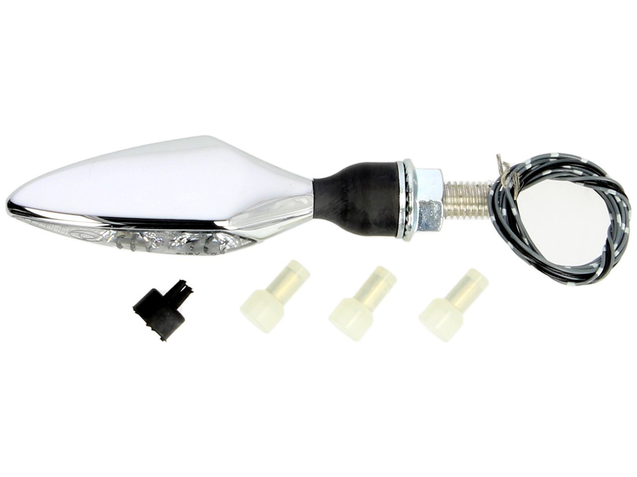 Kellermann turn signal with position light, Rhombus PL, steel, LED, VR, 12 V, shiny chrome, M8x20