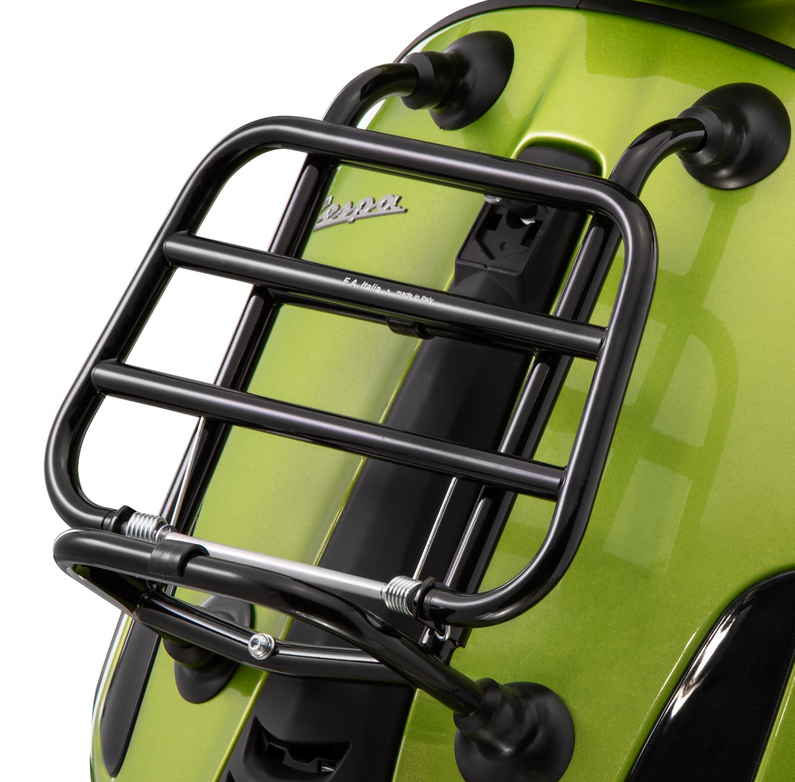 Luggage carrier front for Vespa Primavera /Sprint /Elettrica 50-150ccm, foldable, black glossy
