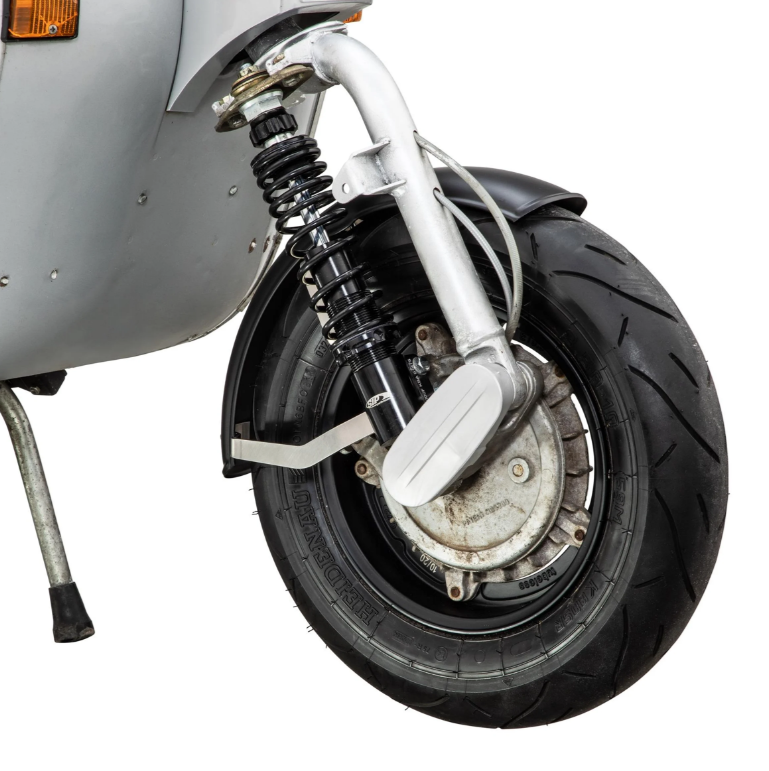 Mudguard 2.0 Garelli for Vespa PX 80-200cc, metal black matt, bracket stainless steel brushed