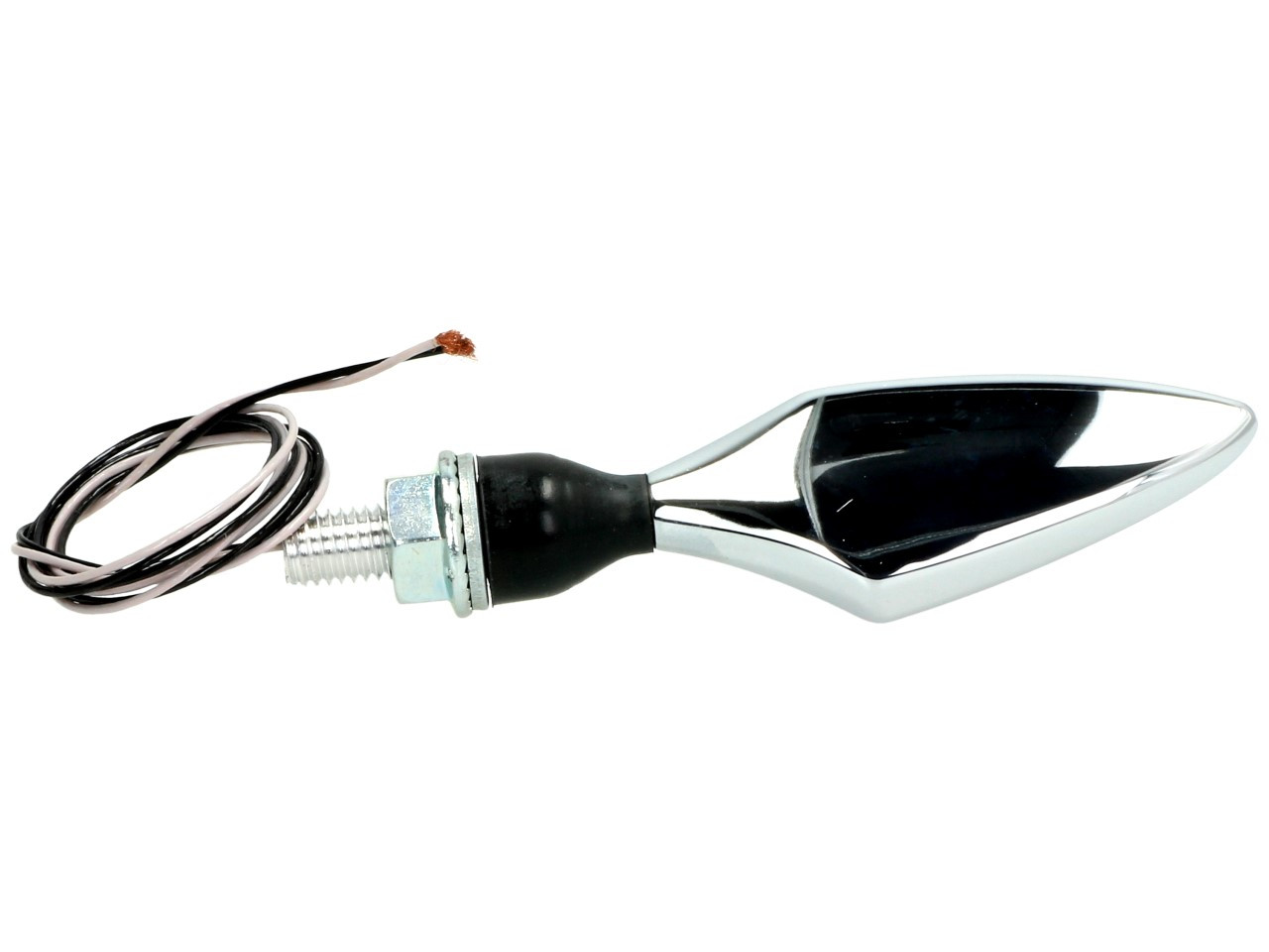 Kellermann turn signal, rhombus, steel, LED, VR/HL, 12 V, shiny chrome, M8x20, E-approved