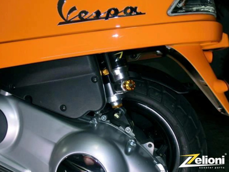 Rear shock absorber ZELIONI for Vespa LX/LXV/S 125/150cc, silver/orange/black