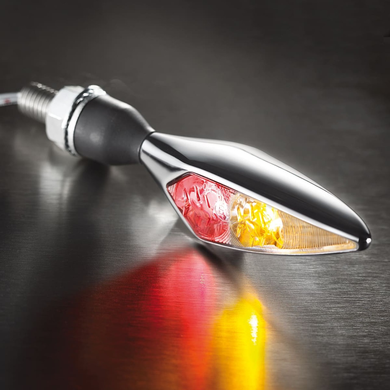 Kellermann turn signal, rear and brake light, Rhombus DF, steel, LED, HL, 12 V, shiny chrome, M8x20