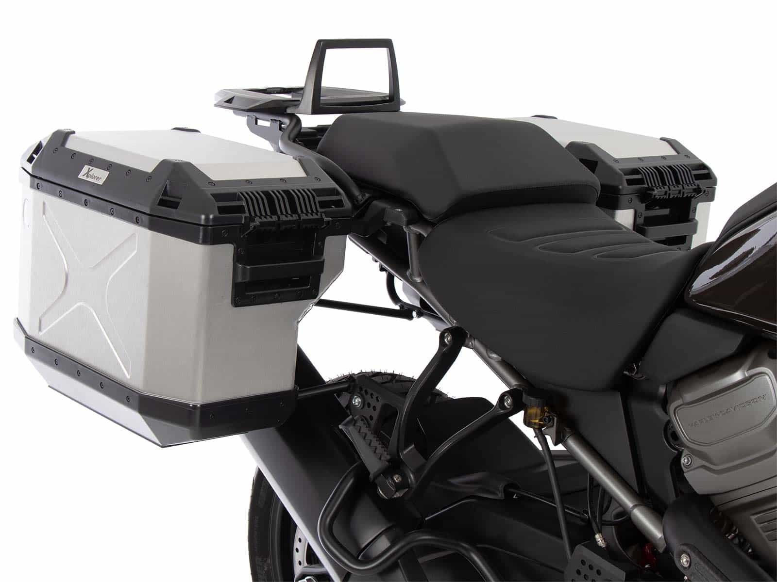 Case carrier set Cutout incl. case set Xplorer Cutout silver for Harley Davidson Pan America (21-)