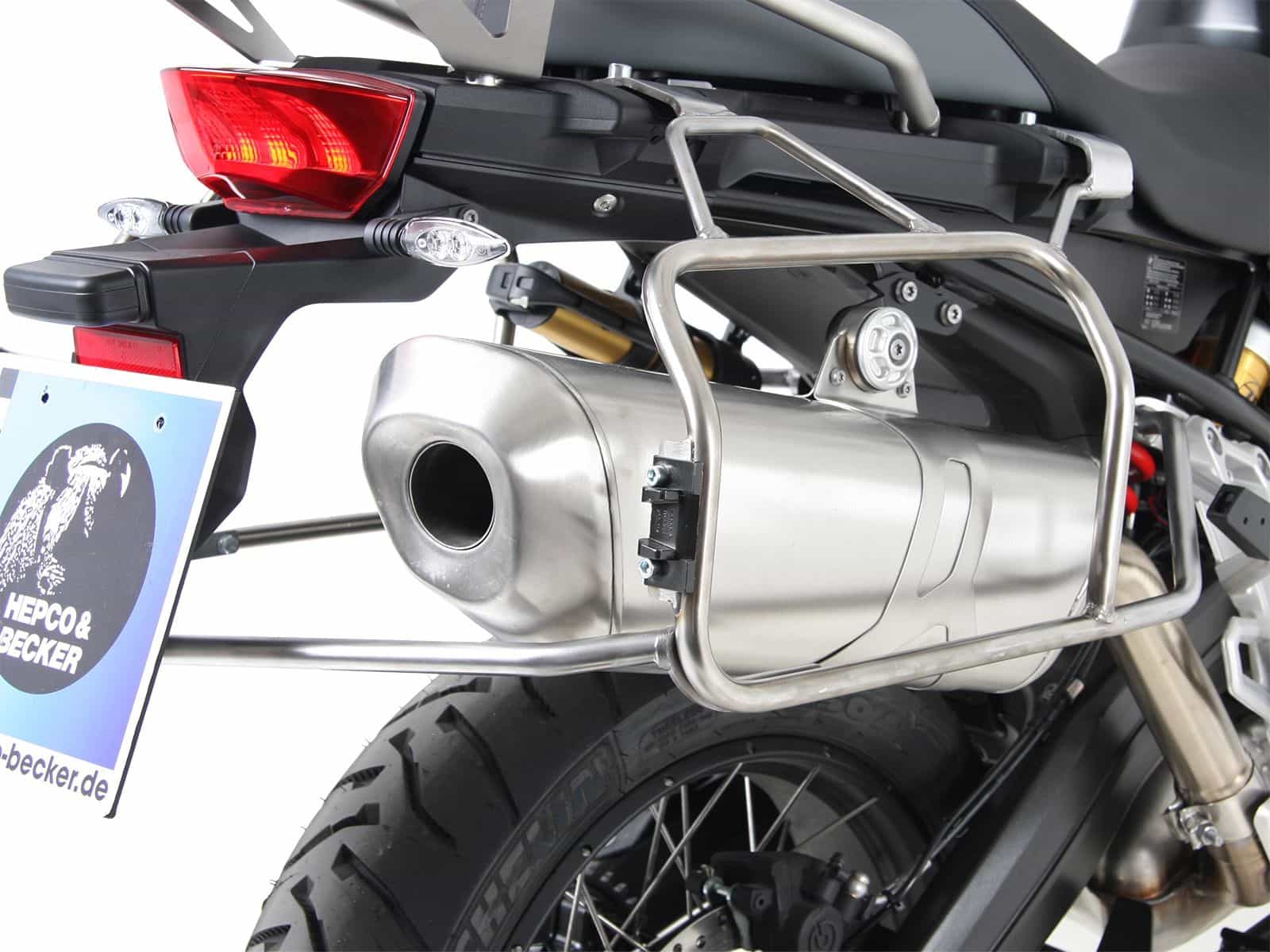 Case carrier set Cutout stainless steel carrier incl. case set Xplorer Cutout silver for BMW F 750 GS