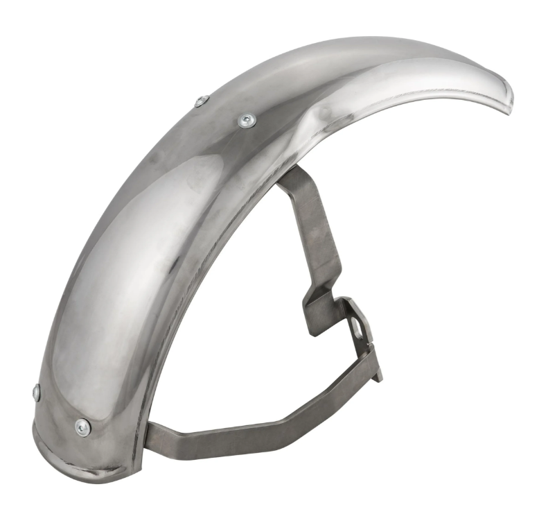 Mudguard 2.0 Garelli for Vespa PX 80-200cc, polished stainless steel, holder stainless steel