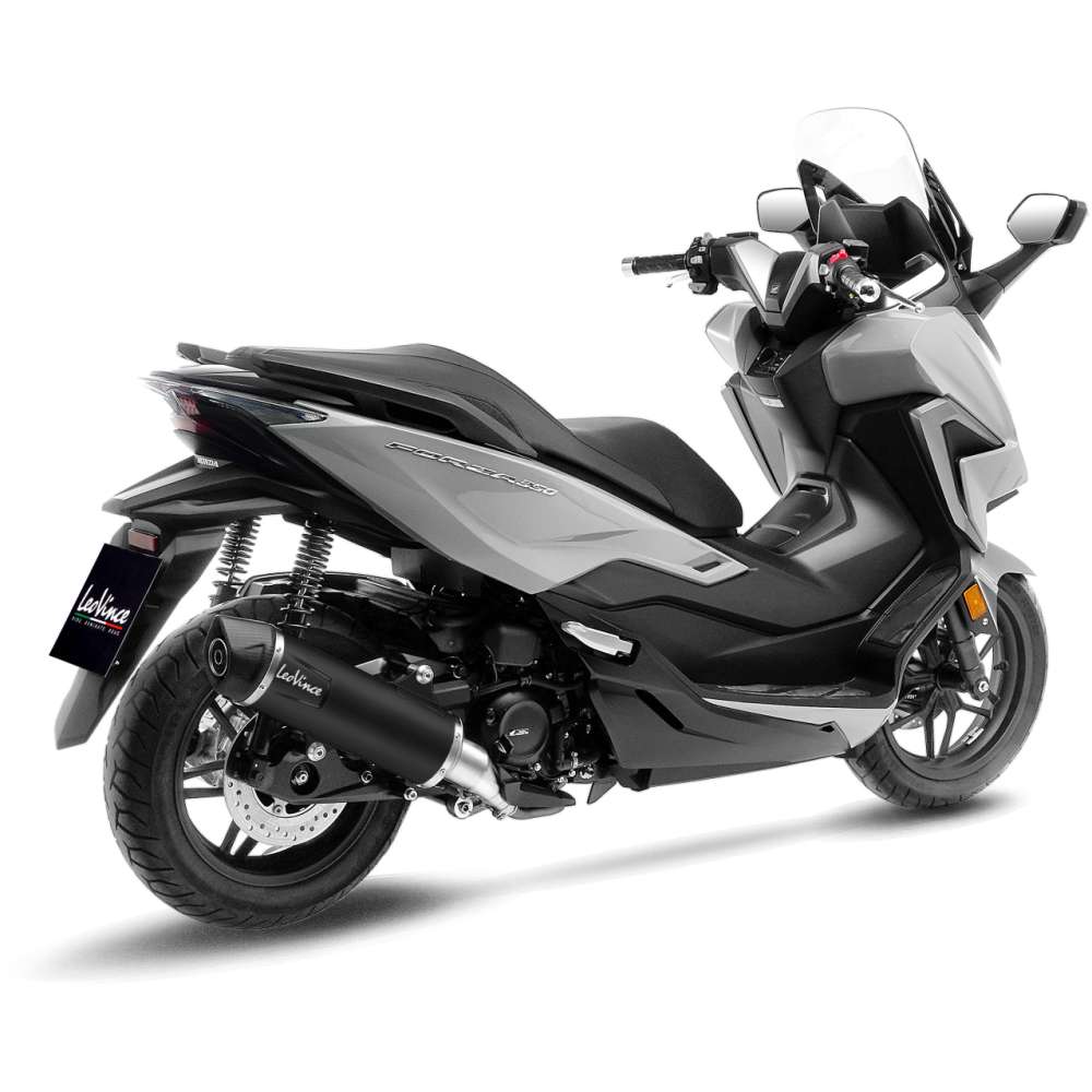 LeoVince exhaust system SBK Nero for Honda Forza 350, stainless steel black, slip on, E-certificate