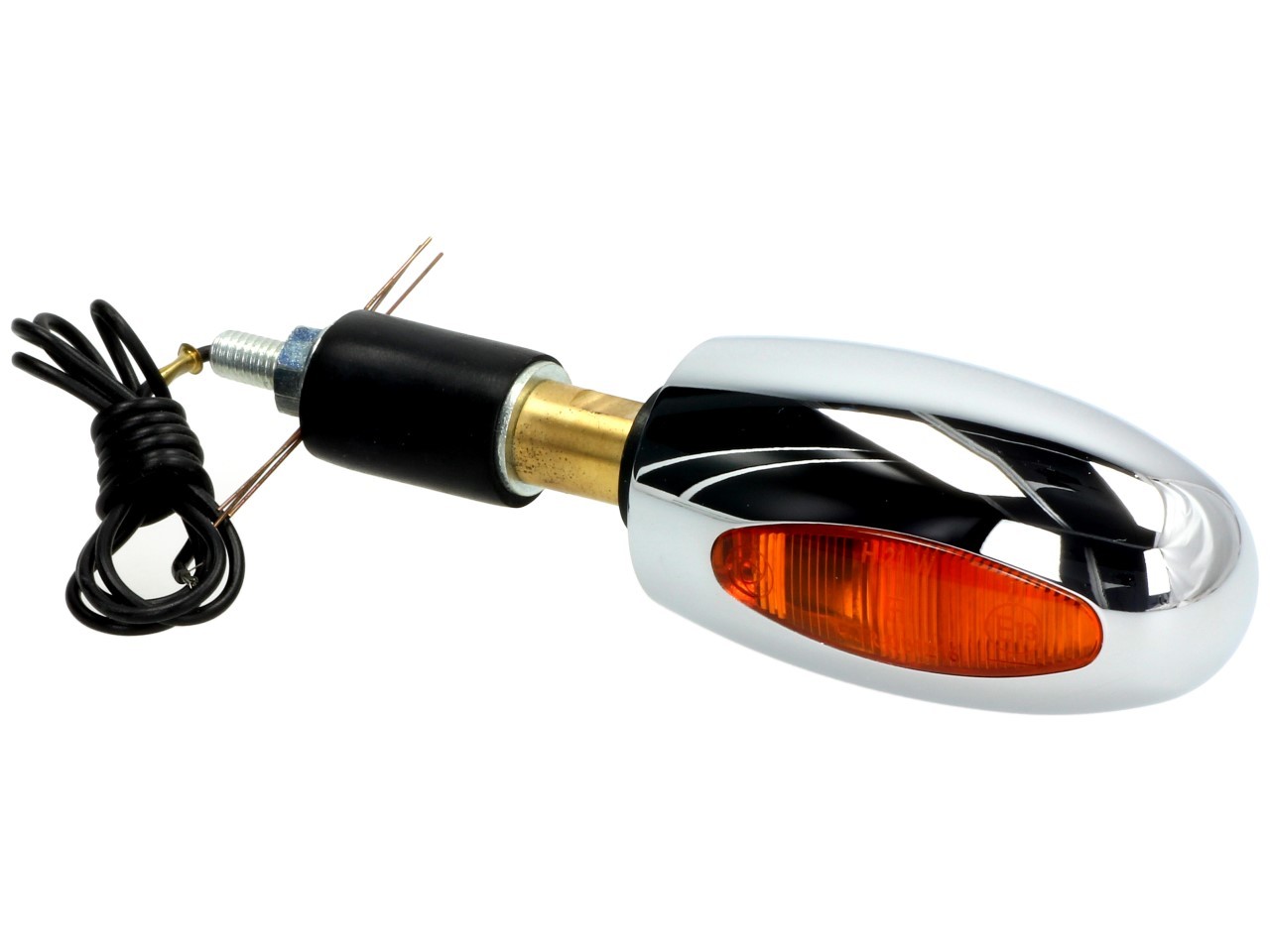 Kellermann turn signal, BL 1000 yellow, brass, halogen, VR/VL, 12 V, 21 W, shiny chrome