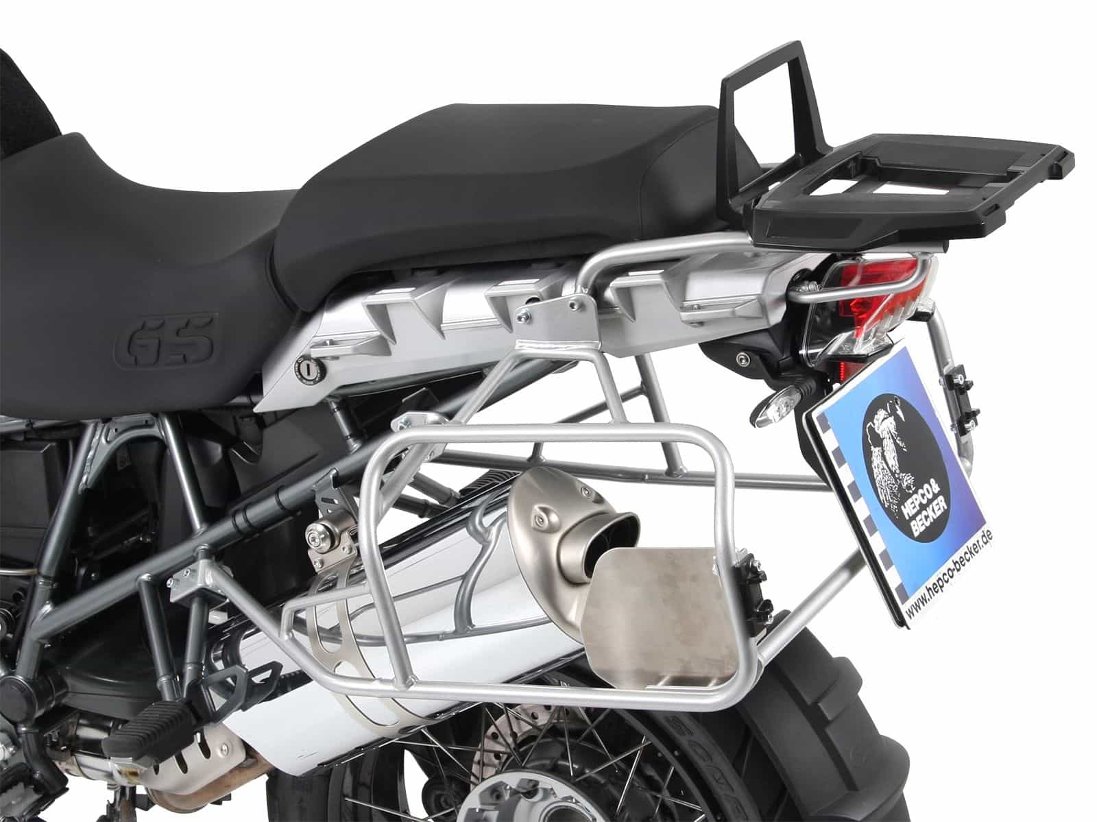 Case carrier set Cutout carrier incl. case set Xplorer Cutout silver for BMW R 1200 GS /Adventure (-13)
