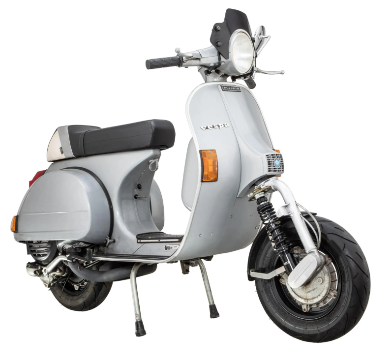 Mudguard 2.0 Garelli Race EVO II for Vespa PX 80-200cc, GRP black, bracket stainless steel brushed