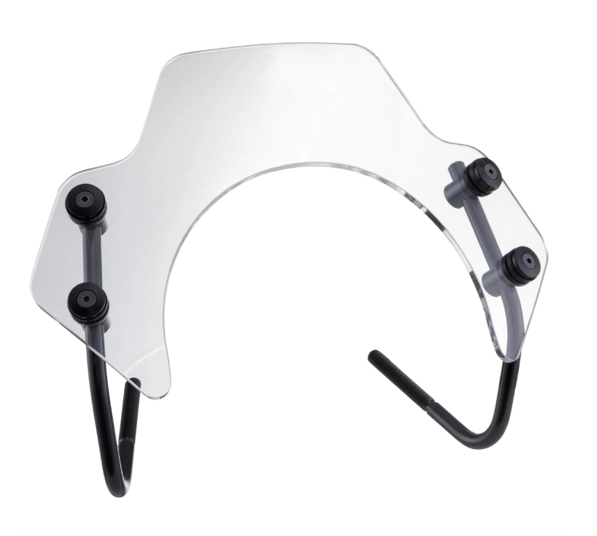 Flyscreen for Vespa Primavera/Elettrica 50-150cc 2T/4T, black holders, clear