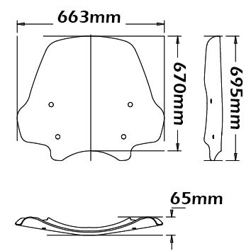 Windshield - height 670 mm for BMW R 1200 R (11-14), clear