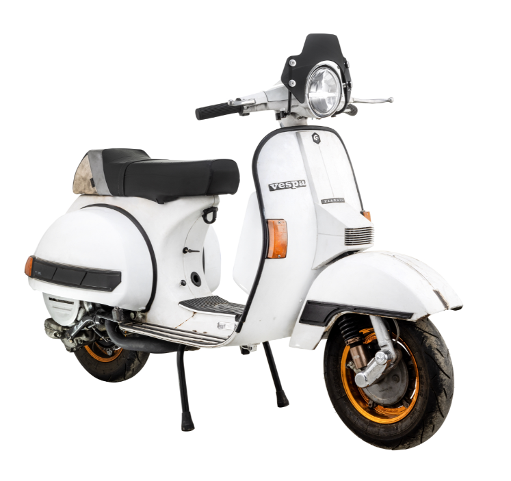 Flyscreen for Vespa PX 80-200cc, silver holder, black tinted