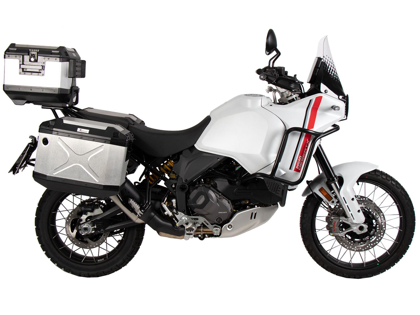 Case carrier set Cutout carrier incl. case set Xplorer Cutout silver for Ducati Desert X (22-)