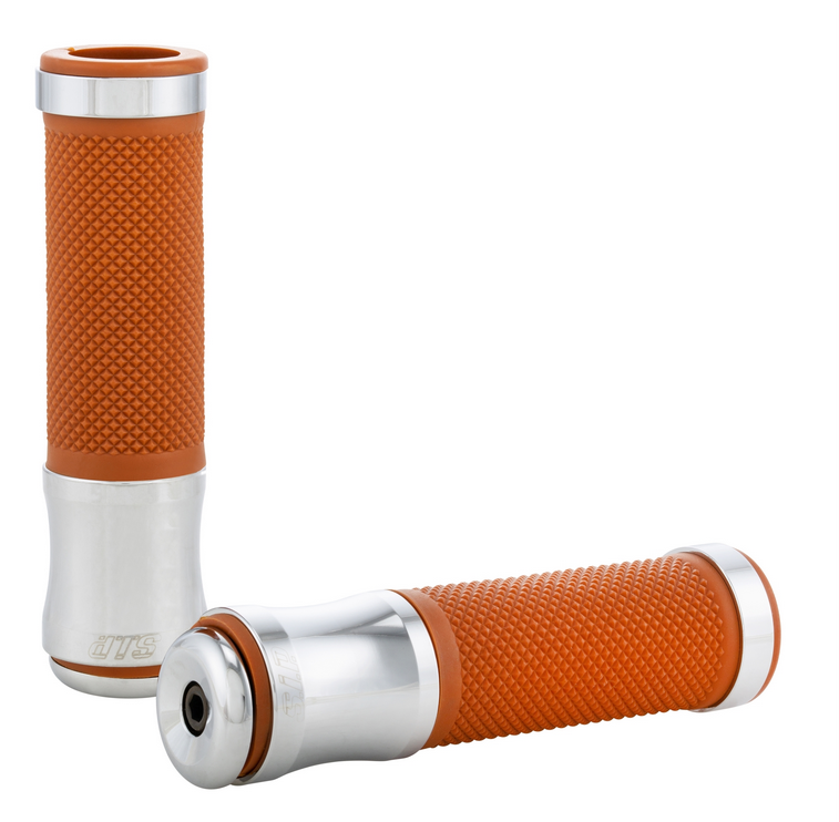 Grips Ø 24/24 mm, L 125 mm for Vespa PX 125-200cc, chrome/brown