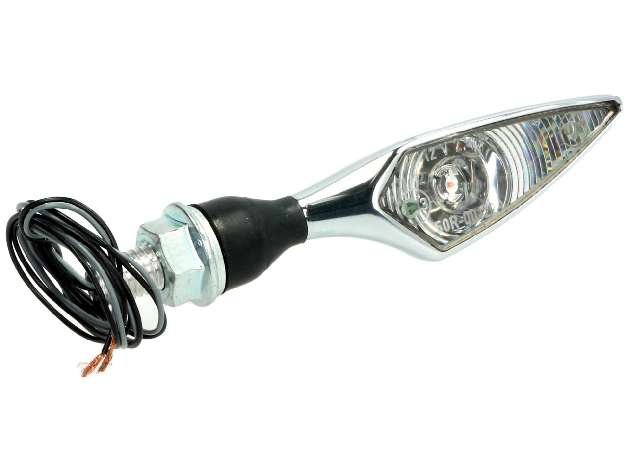 Kellermann turn signal, rhombus, steel, LED, VL/HR, 12 V, shiny chrome, M8x20, E-tested