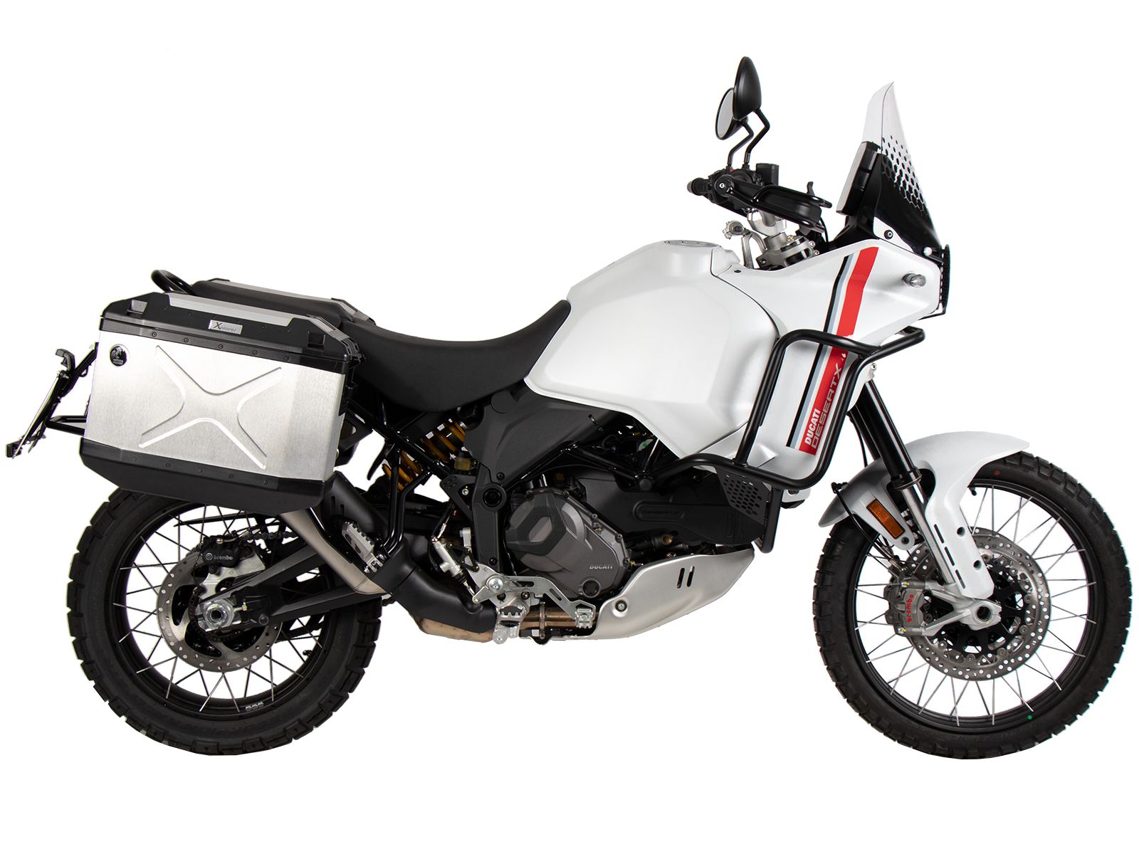 Case carrier set Cutout carrier incl. case set Xplorer Cutout silver for Ducati Desert X (22-)