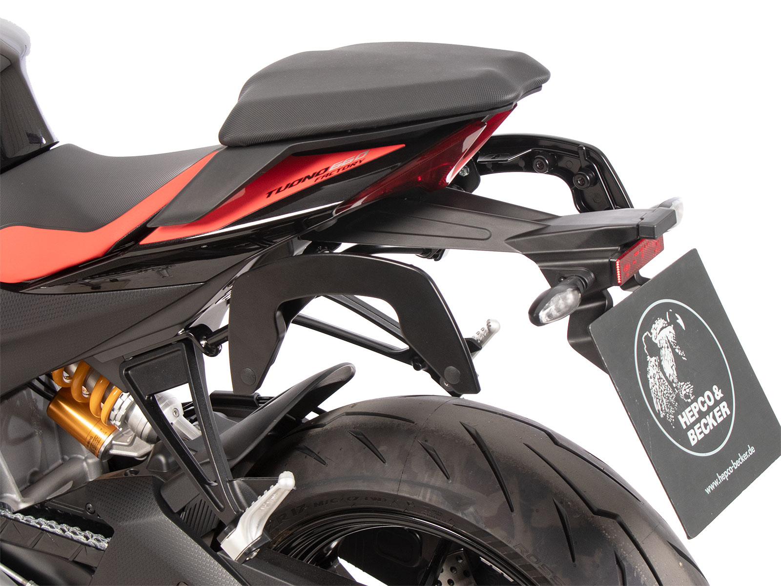 C-Bow side carrier black for Aprilia Tuono 660 Factory (2022-) Hepco & Becker
