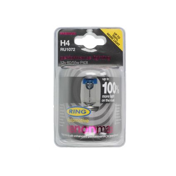 Ring bulb, incandescent lamp, H4, +100% more light, 12 V, 60/55 W, P43t