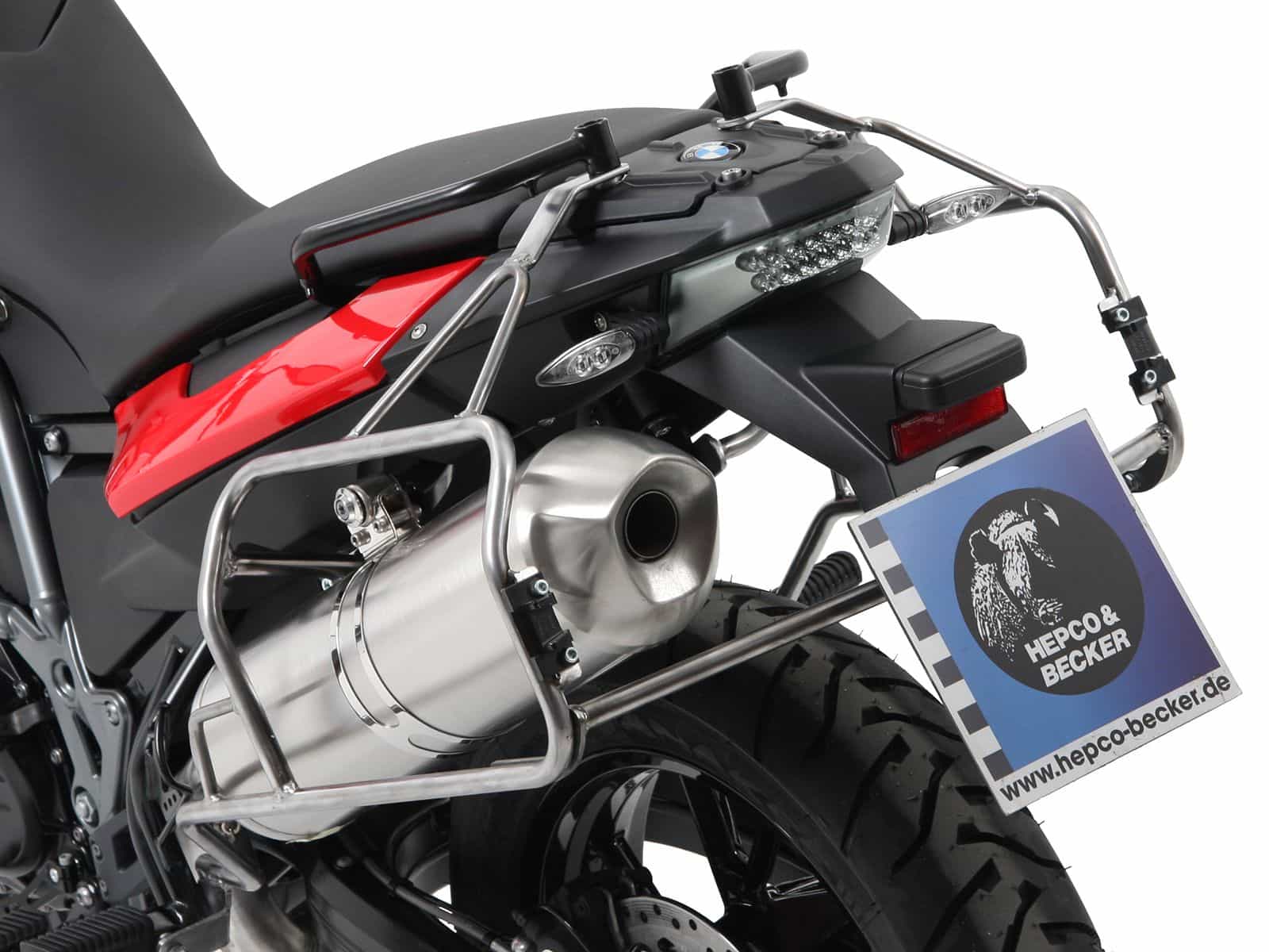 Case carrier set Cutout stainless steel carrier incl. case set Xplorer Cutout black for BMW F 800 GS