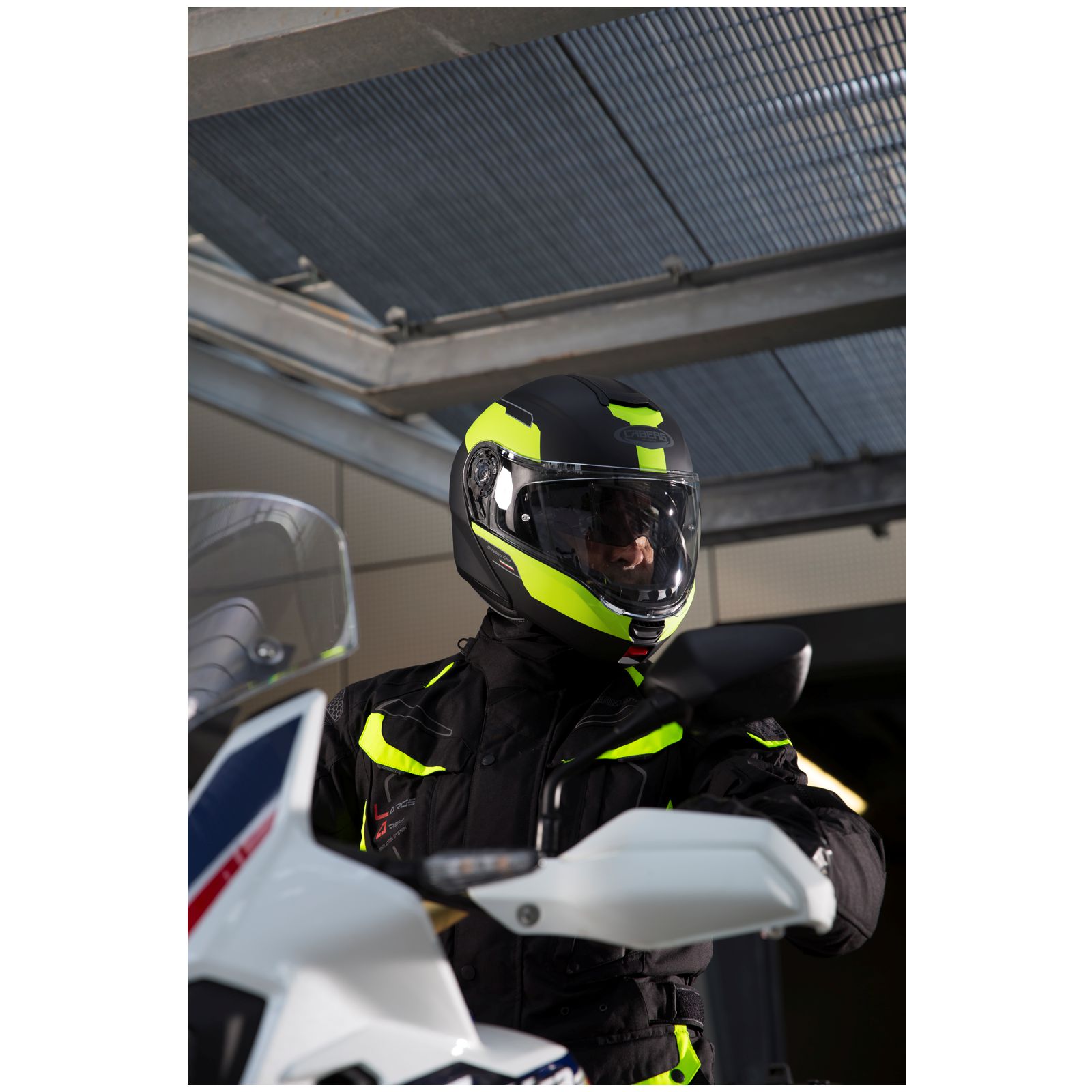 Caberg Helmet Levo Prospect, matte black / fluo yellow