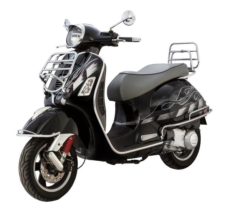 Crash bar side hood rear for Vespa GTS /GTS Super /GTV, 125-300cc, chrome