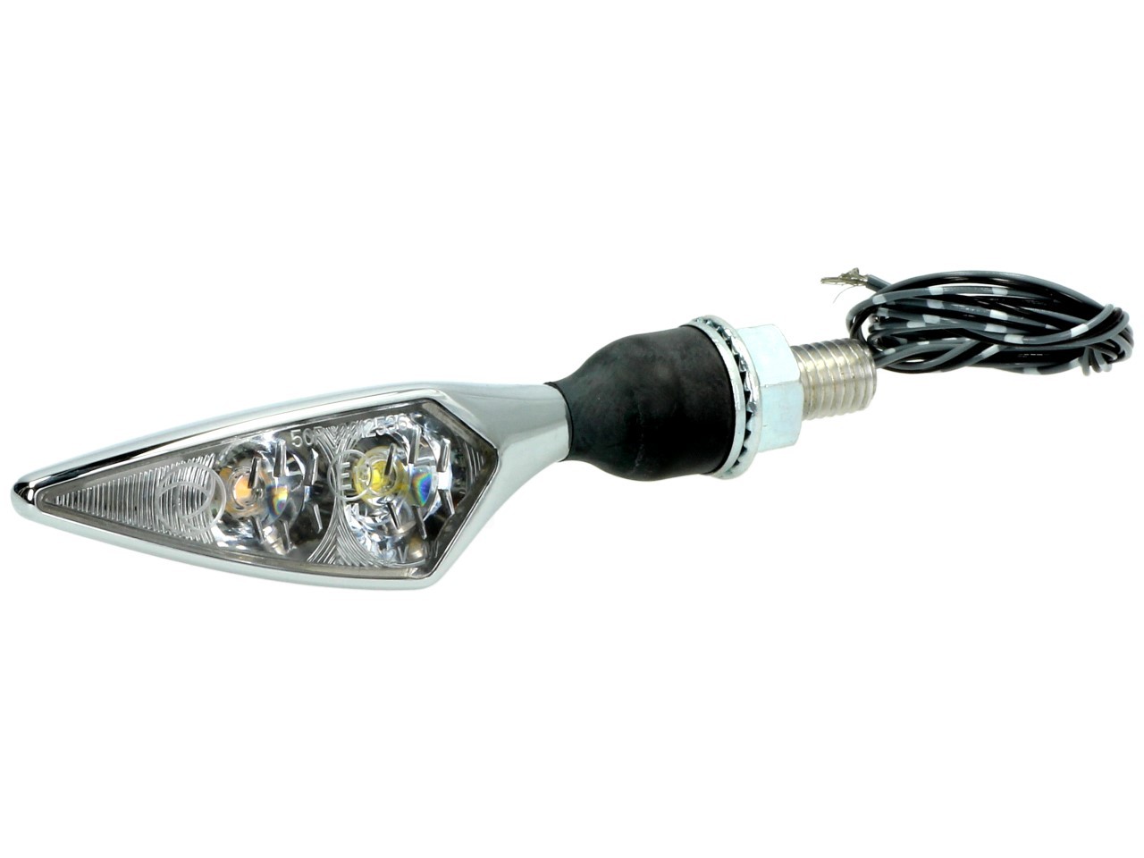 Kellermann turn signal with position light, Rhombus PL, steel, LED, VR, 12 V, shiny chrome, M8x20